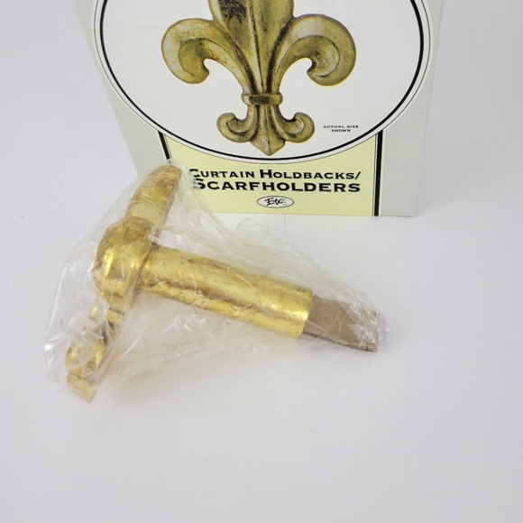 FLUR DE  LIS Gold Curtain Scarf Holdbacks - Picture 3 of 7